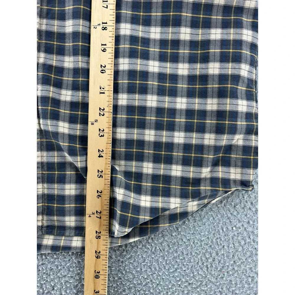 Polo Ralph Lauren‎ Shirt Mens Large Plaid Button Down Navy Tan Yellow Pony